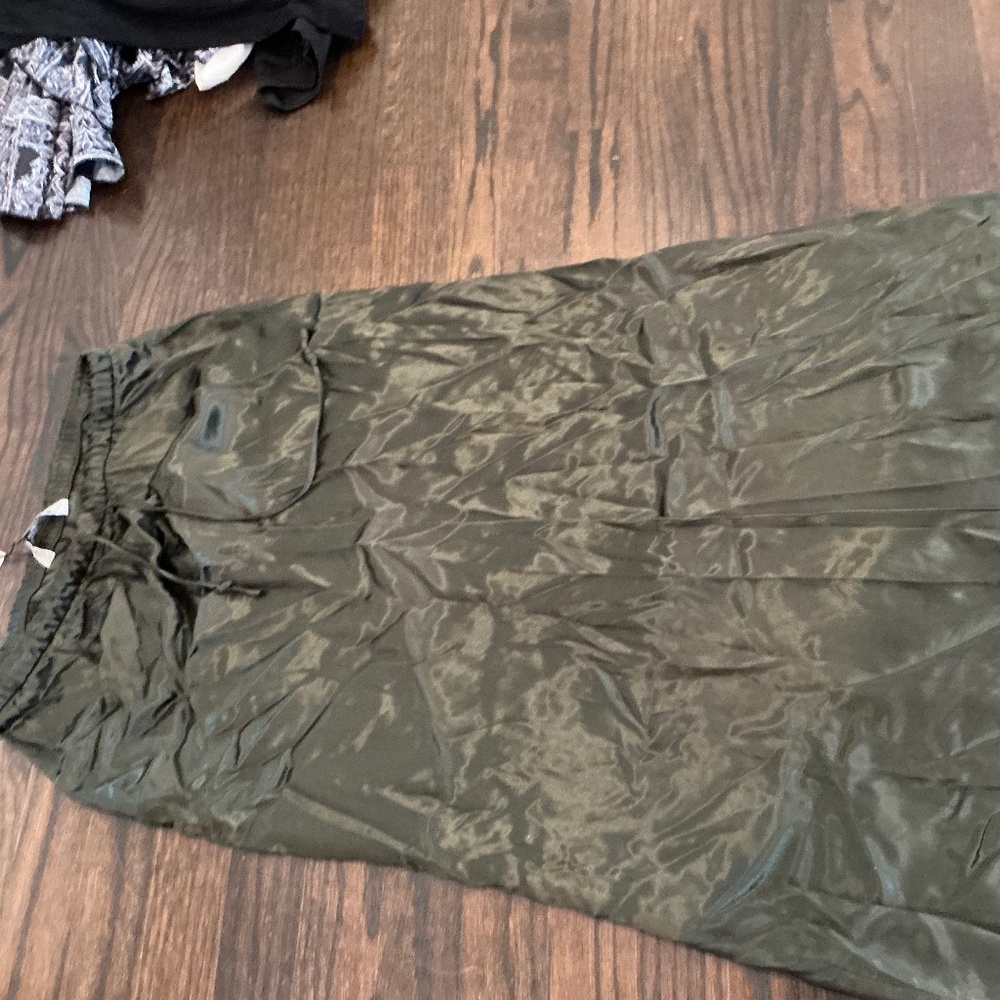 ZARA NAVY GREEN SLIP SKIRT